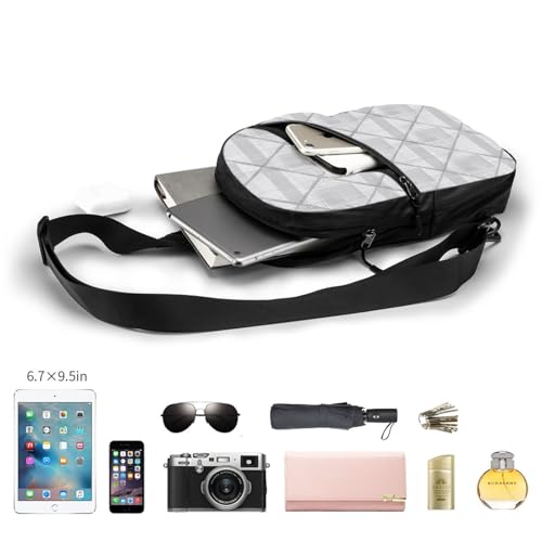 Gray plaid lines Print Men's and Women's Foldable Crossbody Bag,Sports Crossbody Bags,and Daily Chest Bags4