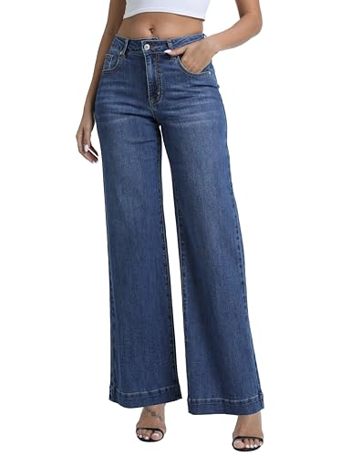 CEITAJUI Women's Wide Leg Jeans High Waisted Stretchy Baggy Flare Jeans Trendy Denim...