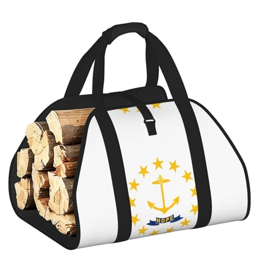 Porte-bûches robuste Rhode Island sac de transport de bois de chauffage en toile renforcée