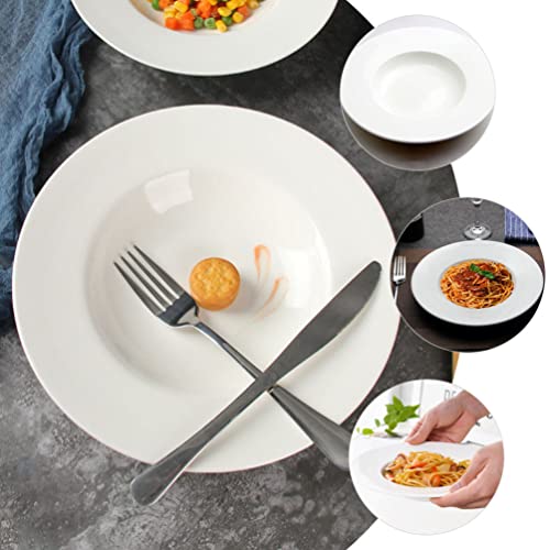 SHERCHPRY Ceramic Pasta Plate 10 Inch European Style Dinner Serving Plate Wide Rim for Pasta Soup Salad Easy to Clean Food Grade Material - Image 3