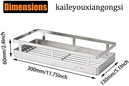 SUS304 Stainless steel Wall Mount Spice Rack Storage Basket - Seasoning Container, Kitchen Spice Organizer -Kitchen Seasoning Hanging Rack - Bathroom Shelf (Silver) - Image 2