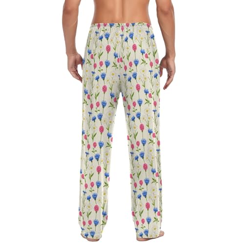 Men's Wildflowers Daisies Pajama Pants with Elastic Waistband | Soft Lounge Sleepwear | Breathable Sleep Pants for Home（545）2