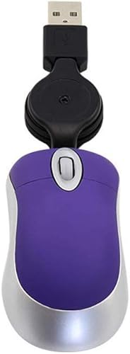 Miniatura 7 de Ratón con cable, mini ratones de viaje pequeños con cable retráctil, bolsillo compacto portátil, pequeño, de mano, pequeño mouse USB-A morado para