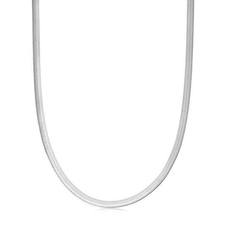 Sunnyshopday Collar plano para mujer, 2 mm, 45 cm, acero inoxidable 316L, plata de ley 925, 4mm wide, 60cm long, 02. Color dorado, acero inoxidable 316L, No es una piedra preciosa