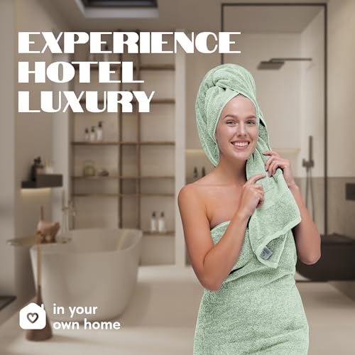 Image of White Classic Luxury Bath Towels Set of 4 Large - 700 GSM Cotton Ultra Soft Bath Towels 27x54 | Highly Absorbent and Quick Dry | Hotel Towels for Bathroom Luxury, Plush Mint Green