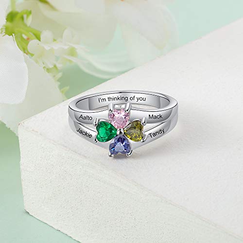 kaululu Mom Rings with Birthstones Custom Mothers Ring with Name Personalized Promise Rings for Her Jewelry for Women Grandma Wife Daughter Mothers Day Ring4