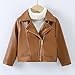 2025 Fashion Coats for Kids Faux Leather Collar Motorcycle Jackets Boys Outerwear Slim Coat (Brown, 12-24 Months)