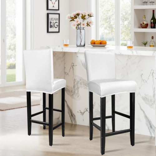 Image of PU Leather Bar Stool Covers with Backs Waterproof Bar Stool Chair Covers