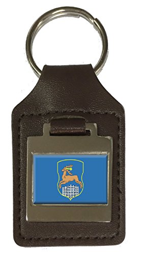 Porte-clés en cuir gravé Hrodna City Biélorussie - Idée cadeau originale et symbolique