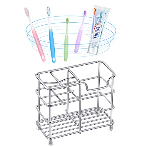Hblife Small Toothbrush Holder For Bathroom, 5 Slots Silver Stainless Steel Bathroom Accessories Organizer For Small Spaces #TOP4