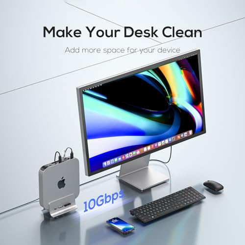 Image of USB C Hub for Mac mini, 5 in 1USB Hub Adapter Support M.2 NVMe SSD Expand, Docking Station with 2 USB C 10Gbps, SD /TF Card Reader, M.2 SSD (Not Included)