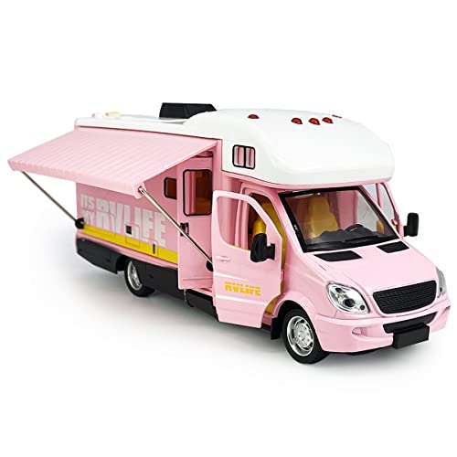 Toy Camper RV Motorhome Toys for Boys Girls Diecast Metal Recreational Vehicle Pretend Play Pull Back Model Car Doors & Awning Open Light Sound Age 3 4 5 6 Kids Toddlers Birthday Gifts - Thumbnail 5