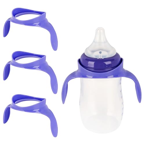 Baby Bottle Handles for Lansinoh Baby Bottles, Compatible Ergonomic Lansinoh Bottle Holder for Newborn, 3 Pack, Purple