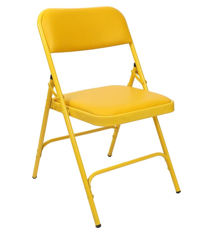 Grandwill Retro Folding Chair for Home/Study Chair and Restaurant Chair (Metal, Yellow) 2