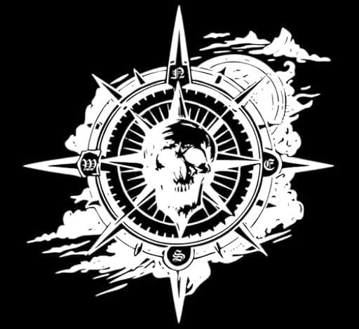 Vinilo, Adhesivo, Pegatinas, Stickers, Furgoneta, Coche, Moto, Calavera, Rosa de los Vientos (Blanco, 29 x 29 cm) | Ya disponible en tu tienda friki favorita! En mundofriki.es!