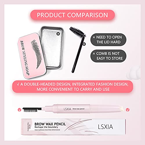 Lsxia Double-Headed Eye Brow Wax Pen, 2 In 1 Clear Eye-Brow Gel Pencil With Eye-Brow Comb, Waterproof Brow Gel / Eye-Brow Styling Soap / Eye-Brow Wax Pencil For Reshape The Boundary 3D Eyebrows Makeup #TOP6