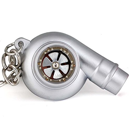 Image of maycom Creative Spinning New Chrome Matte Silver Turbo Turbocharger Keychain Key Chain Ring Keyring Keyfob,make Whistle Sound