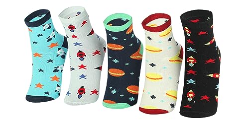 Image of Kids Boys Socks - Printed Cotton Kids Socks | Soft & Comfortable Sock for Boys | Durable Boy Sock for Everyday Wear- Pack of 5