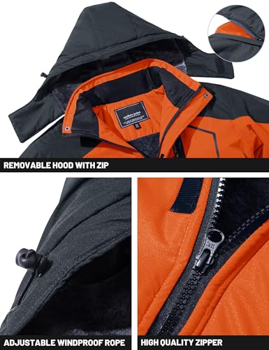Image of TACVASEN Men's Winter Ski Jacket Waterproof Snow Coats Snowboard Fleece Lining Jacket Warm Parka with Hooded,Standard Length