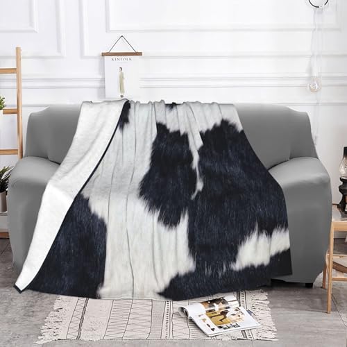 Couverture de lit en flanelle douce aspect peau de vache