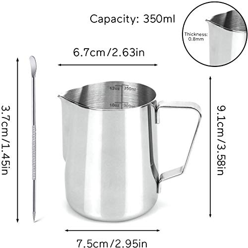 image for KYONANO Coffee Milk Frothing Pitchers Milk Frother Jug 12oz/350ml, Sta