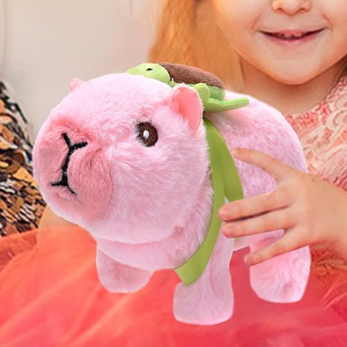 Capibara en peluche électrique extra douce avec son petit sac à dos rigolo