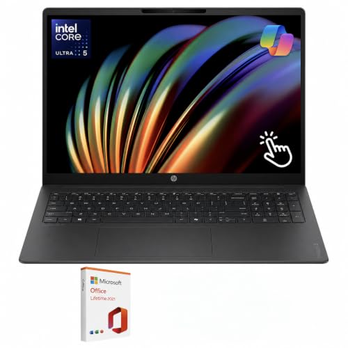 Image of HP Omnibook 3 16'' 2K Touchscreen Laptop, Intel 12-Core Ultra 5 225U, 12 Tops NPU, 8GB DDR5 RAM 512GB SSD, Long Battery Life, WiFi 7, Business & Student Laptop with Lifetime MS Office, Win 11 Pro