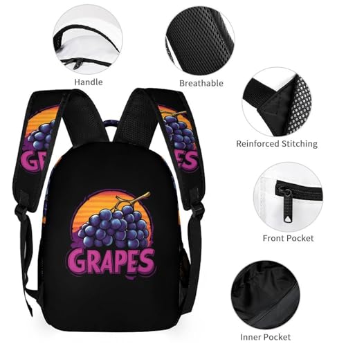 Grapes Cute Backpacks Set Lightweight Lunch Bag Aesthetic Pencil Cases for Travel Work3