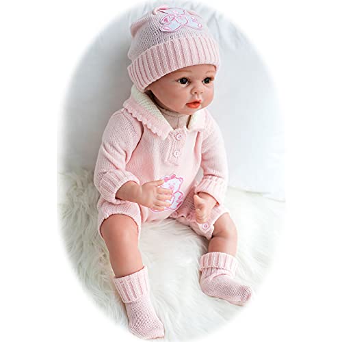 ZIYIUI 55cm 22 Zoll Lebensechte Babypuppe Reborn Puppe Mädchen Realistische Reborn Baby Silikon wie Echte Puppen Toddler Augen offen Neugeborene Babypuppen Spielzeuggeschenke für Kinder – Bild 7