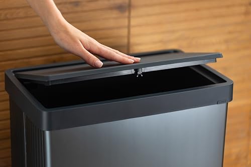 Curver Verto High 54L Mülleimer mit Push Deckel, optimal für Küche, einfache Sortierung, schlankes Design, mit Füßen, grau, 26,5 x 43,5 x 68,7 cm