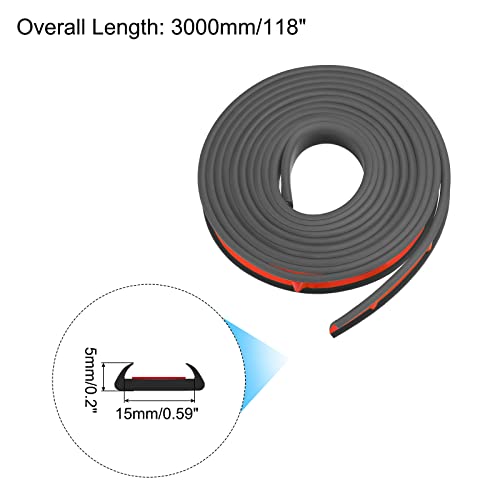 Image of uxcell U Shape Furniture Edge Banding, 3 Meters Self Adhesive Flexible Edging Trim, 5x15mm TPE Edge Guards for Cabinets Furniture Repair Restoration, Black