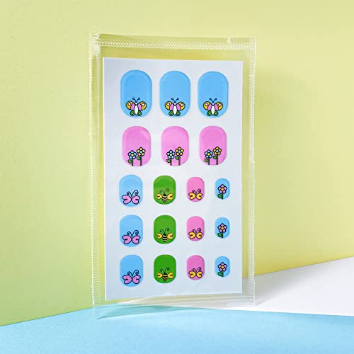 Kids Nail Stickers Full Nail Wraps Self Adhesive Nail Polish Strips For Kids Girls Nail Art Decoration Fun Including Flowers Butterflies Cows Recommend For Age 8 And Older (Pack Of 10) #TOP2