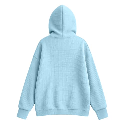 Oversized Hoodies for Women Waffle Button Down Hooded Cardigan Sweaters - image 4