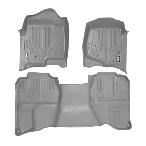 SMARTLINER - Juego de alfombrillas para Silverado/Sierra 1500/2500/3500 HD de 2 filas, ajuste personalizado, color gris