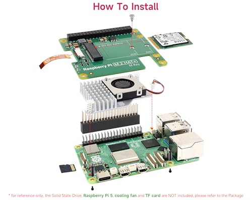 Image of Official Pi PCIe to M.2 HAT for Raspberry Pi 5, HAT + Standard, Supports NVMe Protocol M.2 Solid State Drive 2230 /2242 High-Speed Reading /Writing