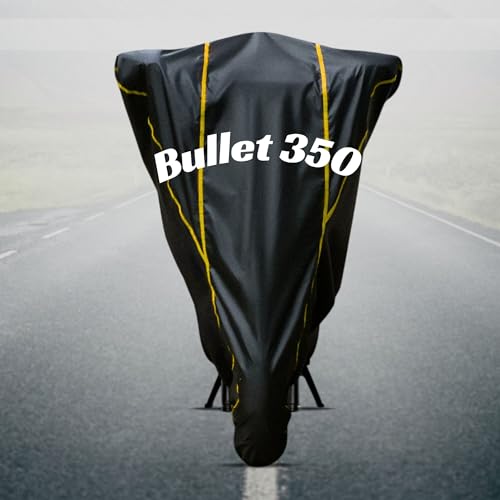 Image of Motorcycle Bike Body Cover for Outdoor Use - Heavy Fabric Water Resistant Two Wheeler Cover with UV, Dust & Rain Protection Compatible for Bullet 350