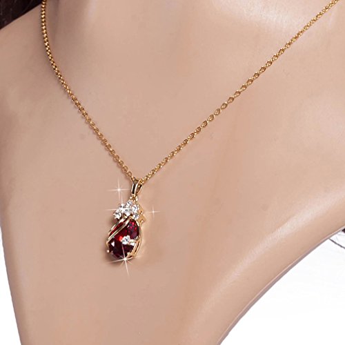 Yazilind Cute 18K Gold Platedl Red Cubic Zirconia Pendant Necklace Gifts Idea #TOP1