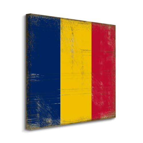 Lienzo vintage de la bandera de Chad: dale un toque único a tu cocina o baño
