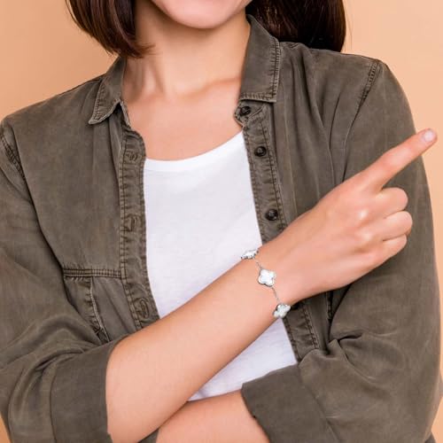 Clover Bracelets for Women 18k Gold Plated 4 Leaf Clover Bracelet Gold Silver Black White Red Cute Lucky Bracelets Jewelry Gifts Trendy for Women3