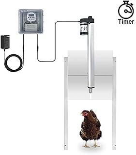 JVR Automatic Chicken Door Coop Opener Kit, Rainproof Outdoor Timer Controller Actuator Motor