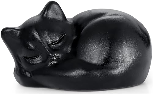 YATOJUZI 2" Cat Decors Statue Black Obsidian Crystals Sleeping Cats