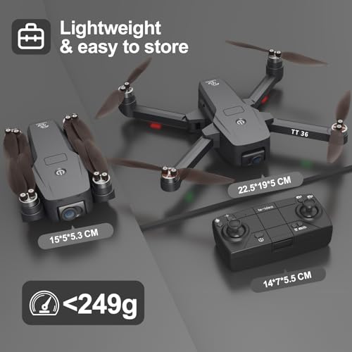 TTROARDS TT36 GPS Drohne mit 4K-Kamera für Erwachsene, 5G WLAN Echtzeitübertragung, GPS Intelligente Rückkehrfunktion, Follow-Me-Funktion, RC-Quadcopter Bürstenlose Motoren Drohnen für Anfänger