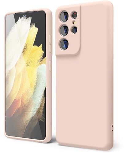 Image of DIZORO Samsung Galaxy S21 Ultra Case 6.8inches, Liquid Silicone Gel Rubber Shockproof Case Soft Microfiber Cloth Lining Cushion Compatible for Samsung S21 Ultra (Pink)