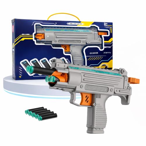 Image of Toy Gun for Boys 7-14 Years Soft Foam Dart Blaster with 5 Suction Darts, Auto Rotate Uzi Style Blaster Gun, Manual Air Gun Pistol for Kids, Target Shooting Toy for Indoor Outdoor Play