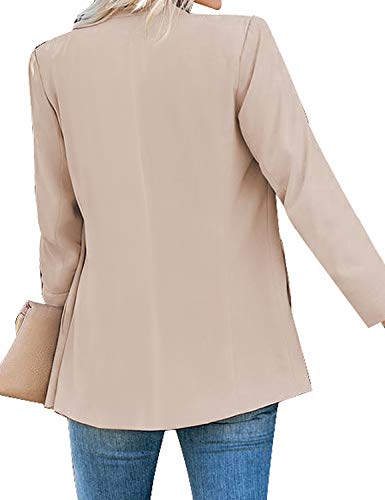 Grapent Women's Apricot Open Front Business Casual Pockets Long Sleeves Work Office Blazer Jacket Suit Cardigan Outerwear Large Us 12-14 #TOP1