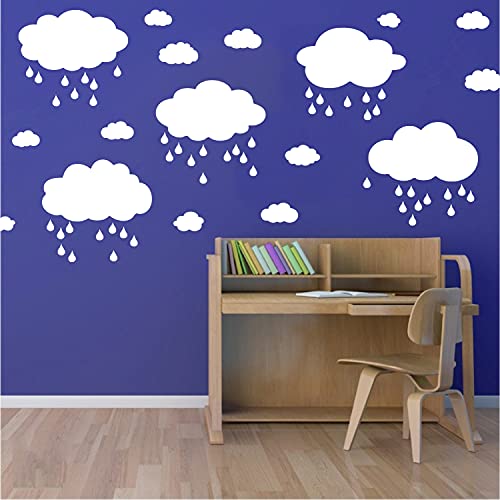 Vinilos decorativos nubes y gotas blancas para pared miniatura 3