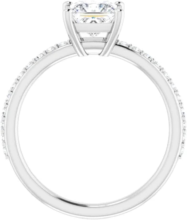 JEWELERYIUM 1 CT Princess Cut Colorless Moissanite Engagement Ring, Wedding/Bridal Ring Set, Solitaire Halo Style, Solid Sterling Silver Vintage Antique Anniversary Bridal Rings Gift for Her