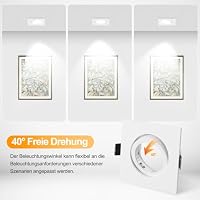 KYOTECH Einbaustrahler Rahmen GU10 Set Weiß Schwenkbar Eckig Einbaurahmen Strahler inkl. GU10 Fassung für Halogen Leuchtmittel LED-Modul MR16, LED Spot Einbaurahmen 6er Set – Ansicht 7