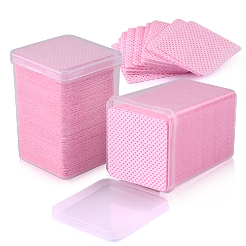 EBANKU 400 Piezas Toallitas para Uñas Sin Pelusas Rosa, Almohadilla de Algodón para Uñas Toallitas Tela No Tejida Pegamento Algodón Toallitas Limpiadoras de Uñas Cover