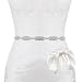 E-Clover Crystal Silver Floral Satin Bridal Sash Wedding Belt for Bride, Bridesmaid (Off-White)
